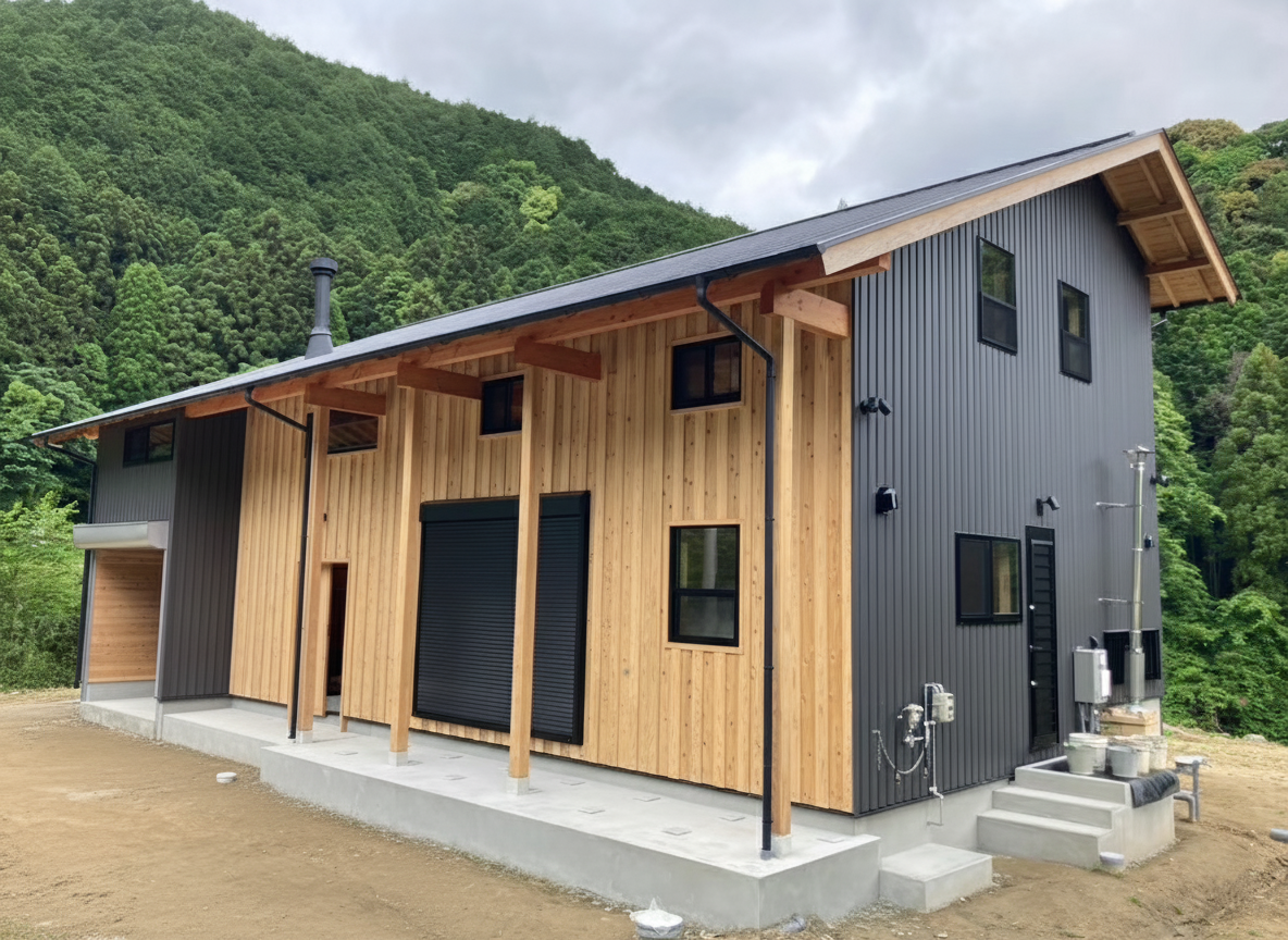 「木」と「ガルバリウム」<br />ナチュラルモダンな木の家